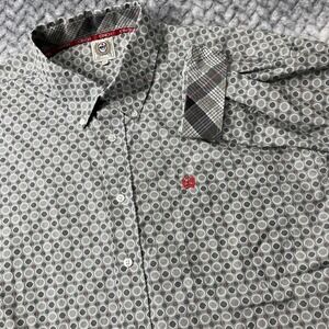 Cinch Shirt Mens XL Gray Geometric Western Button Down Long Sleeve Casual